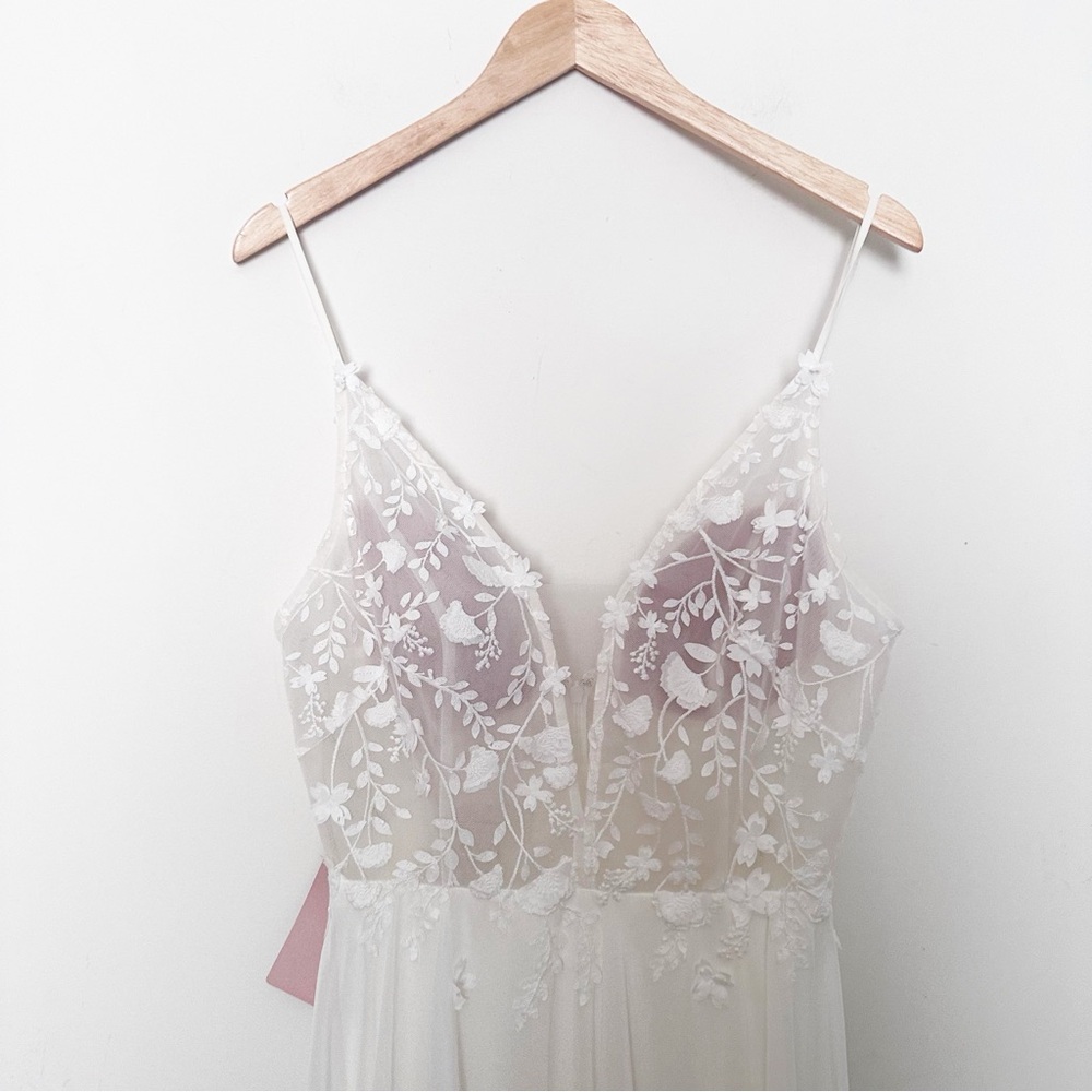 BHLDN Jenny by Jenny Yoo Kelsey Chiffon & Lace V-Neck A-Line Wedding Gown - Picture 9 of 13